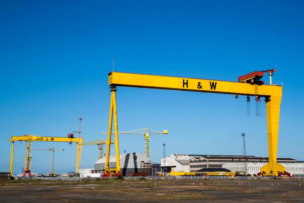 Shipbuilding workers celebrating