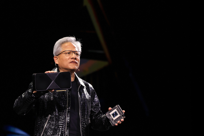 Jensen Huang presenting at CES 2025