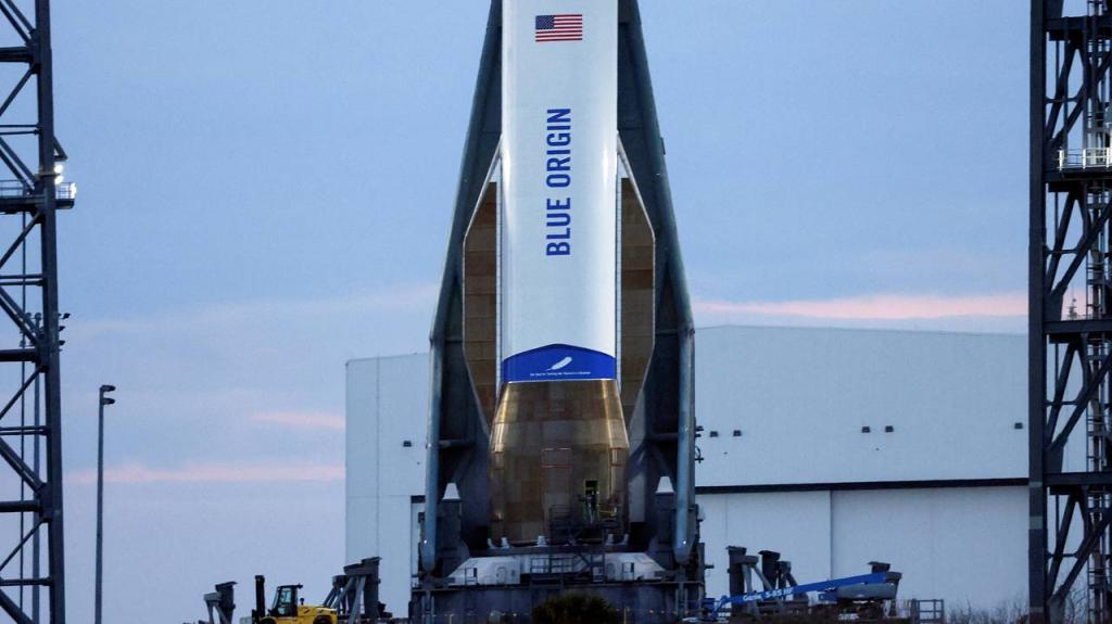 Blue Origin logo amidst a backdrop of stars