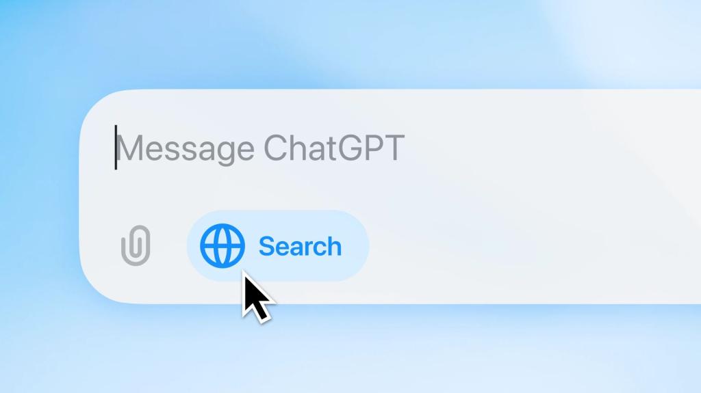 ChatGPT interface showcasing search capabilities