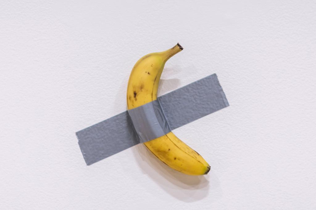 Maurizio Cattelan's Comedian artwork featuring a banana taped to the wall