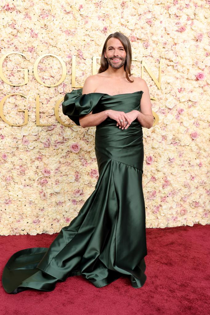 Jonathan Van Ness in a mermaid dress at the Golden Globes 2025