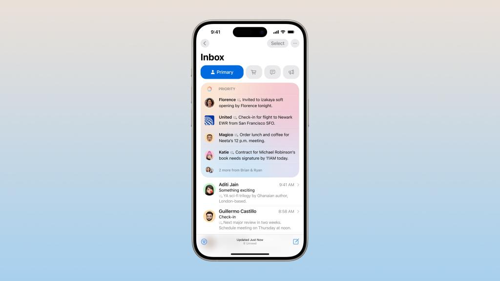 Screenshot of iOS 18.2 interface showcasing new features