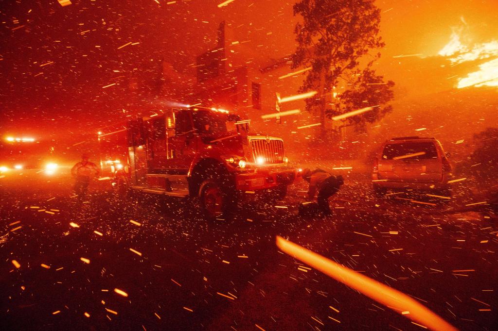 Firefighters battling the Franklin Fire in Malibu