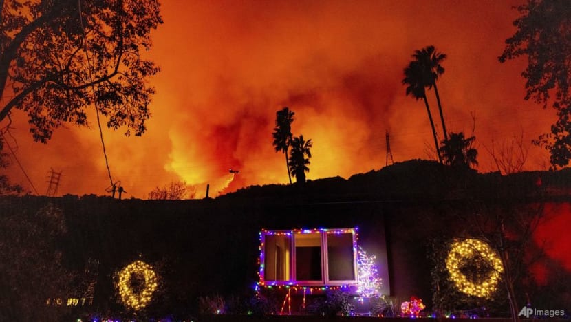 Devastated neighborhood after wildfire