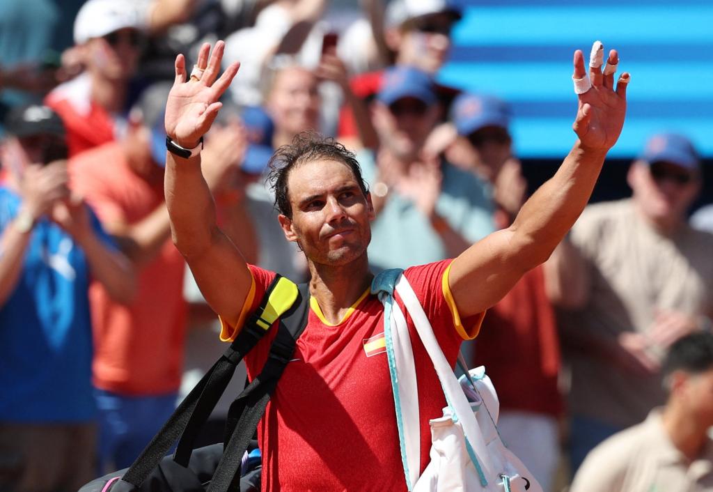 Rafael Nadal celebrating a victory on clay court