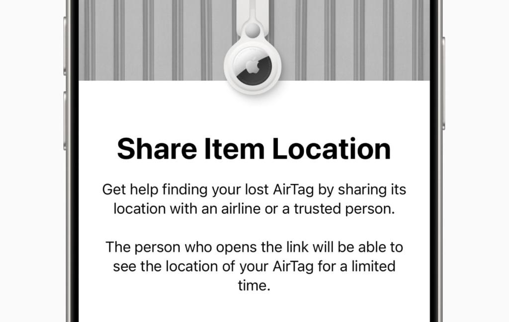 User interface for sharing item location with airlines