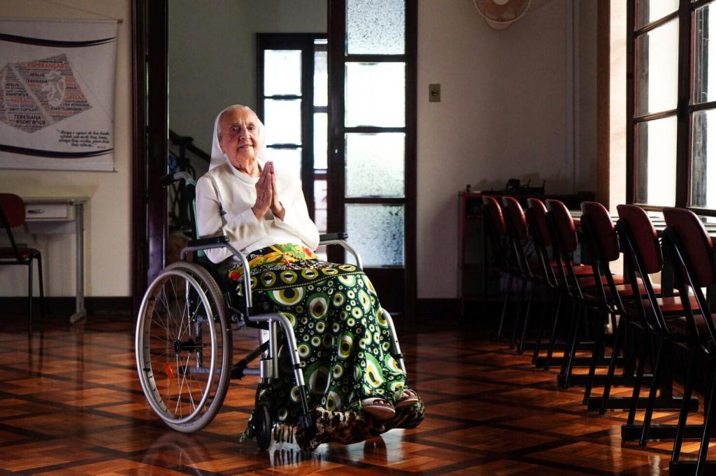 Sister Inah Canabarro, smiling warmly in her retirement home