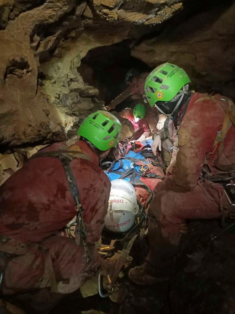 A focused rescuer aiding in the operation