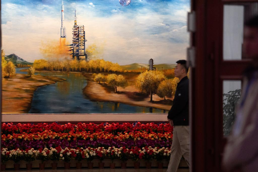 Chinese astronaut Wang Haoze attending a press conference before the Shenzhou-19 mission