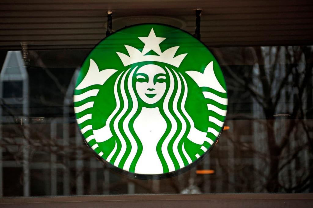 Customer enjoying coffee in Starbucks store